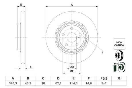 ДИСК тормозной передний HC-Coated BOSCH 0 986 479 G63