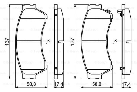 Гальмівні колодки, дискові BOSCH 0986494860