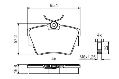 Комплект тормозных колодок из 4 шт. дисков BOSCH 0 986 495 487