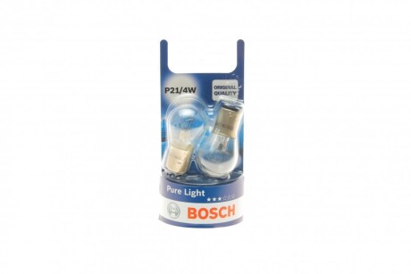 Лампа накаливания P21/4W 12V 21/4W PURE LIGHT (blister 2шт) (выр-во) BOSCH 1 987 301 015