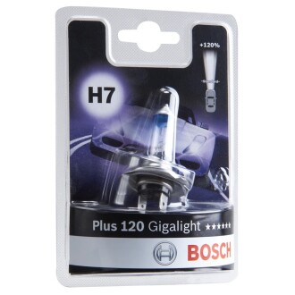 Лампа розжарювання H7 12V 55W PX26d GigaLight +120 (blister 1шт) BOSCH 1 987 301 110