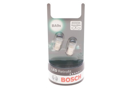 Автолампа світлодіодна 12V 1W T4W LED WARM к/т 2 шт BOSCH 1 987 301 514