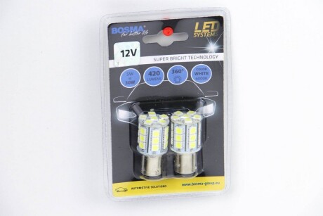 Автолампа BAY15D LED 12V 24xSMD 5050 LED WHITE (2 шт) BOSMA 3246