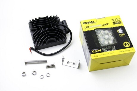 Фара додатк.WORK LED LAMP 12/24V 9XLED EPISTAR 3W 1600 LM 60° квадратна (1 шт) BOSMA 6100 (фото 1)