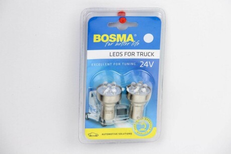 Автолампа BA15S LED 24V 5XSTANDARD LED WHITE (2 шт). BOSMA 7255