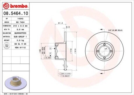 Гальмівний диск BREMBO 08.5464.10