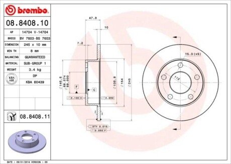 Гальмівний диск BREMBO 08.8408.11