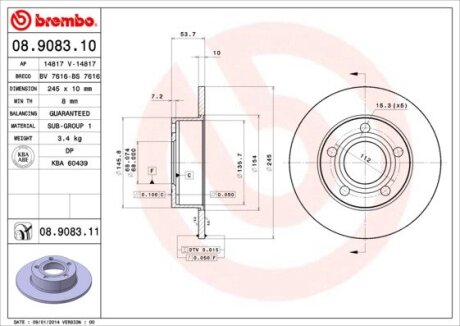 Гальмівний диск BREMBO 08.9083.11