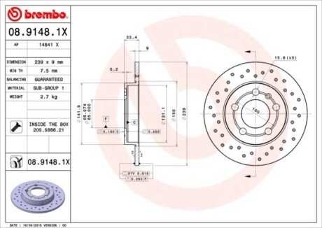 BREMBO 08.9148.1X (фото 1)