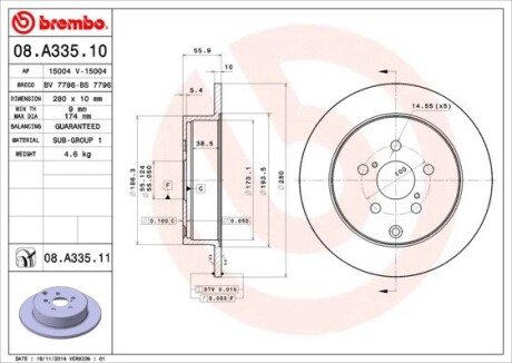 Гальмівний диск BREMBO 08.A335.10