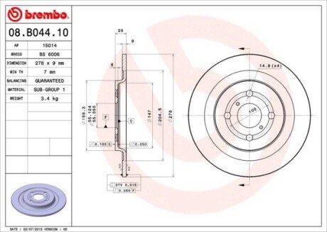 Гальмівний диск BREMBO 08.B044.10