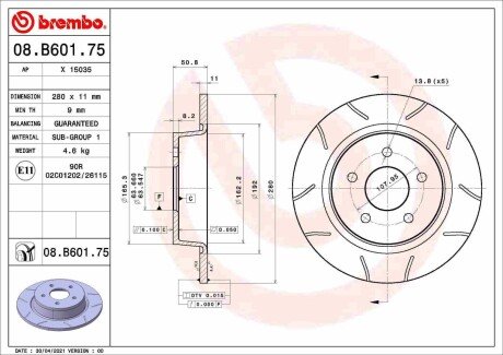 BREMBO 08.B601.75