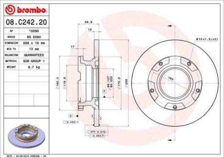 Гальмівний диск BREMBO 08.C242.20