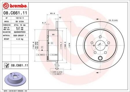 Гальмівний диск BREMBO 08C66111