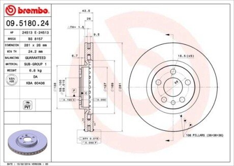 Гальмівний диск BREMBO 09.5180.24