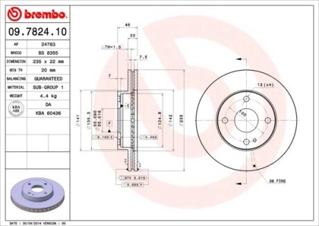 Гальмівний диск BREMBO 09.7824.10