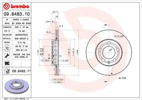 Тормозной диск BREMBO 09.8483.11