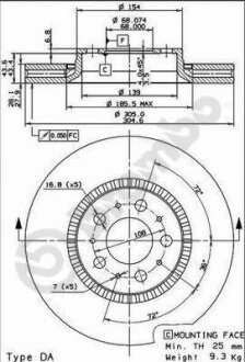 Тормозной диск BREMBO 09.9130.75