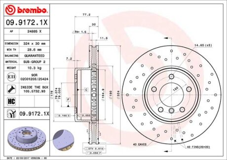 Тормозной диск BREMBO 09.9172.1X