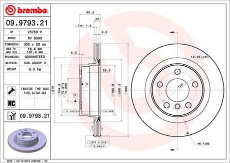 Гальмівний диск BREMBO 09.9793.21