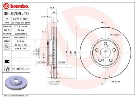 Гальмівний диск BREMBO 09.9799.10