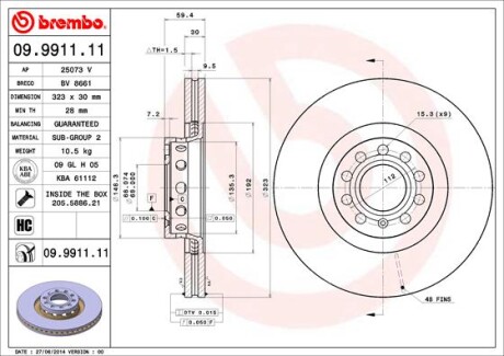 BREMBO 09.9911.11 (фото 1)