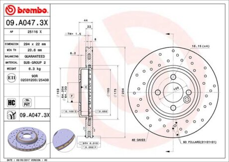 Гальмівний диск BREMBO 09.A047.3X