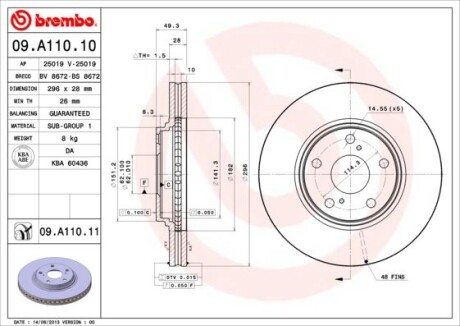 Гальмівний диск BREMBO 09.A110.11