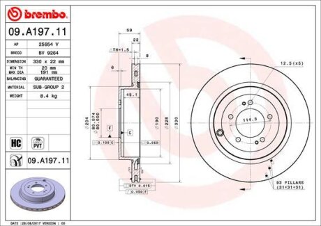 Диск гальмівний BREMBO 09.A197.11