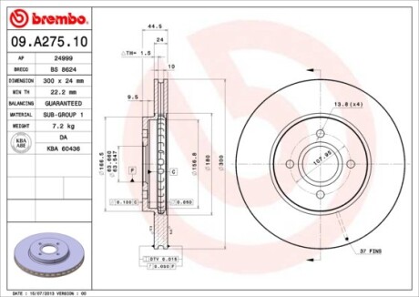 Гальмівний диск BREMBO 09.A275.10