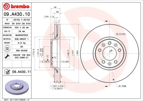 Тормозной диск BREMBO 09.A430.10