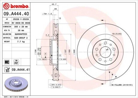 Гальмівний диск BREMBO 09.A444.40