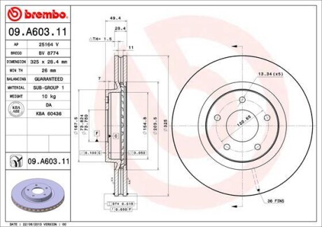 Гальмівний диск BREMBO 09.A603.11