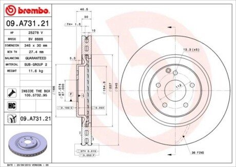 Гальмівний диск BREMBO 09.A731.21