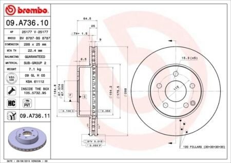 Диск тормозной BREMBO 09.A736.11