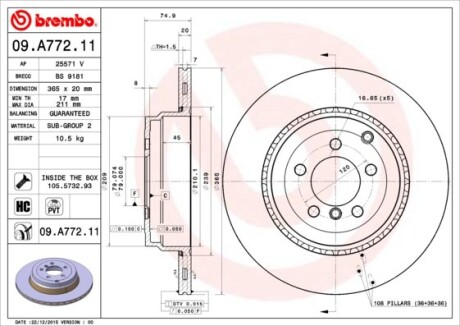 Гальмівний диск BREMBO 09.A772.11