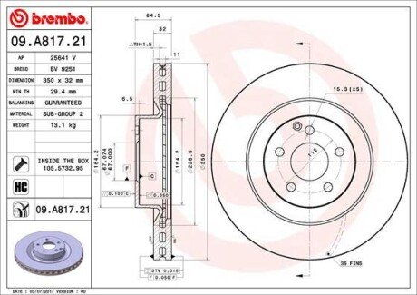 Гальмівний диск BREMBO 09.A817.21