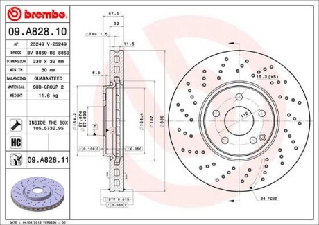 Диск тормозной BREMBO 09.A828.11