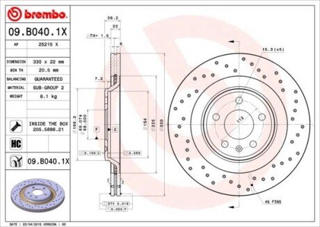 BREMBO 09.B040.1X (фото 1)