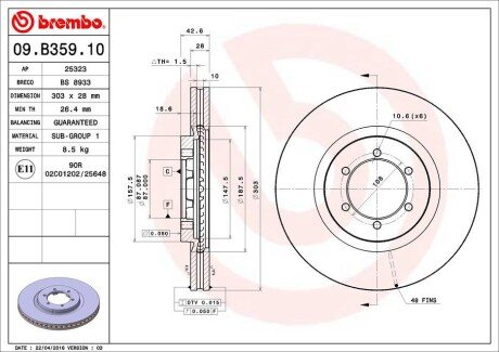 Тормозной диск BREMBO 09.B359.10