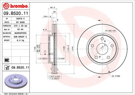 Тормозной диск BREMBO 09.B520.11