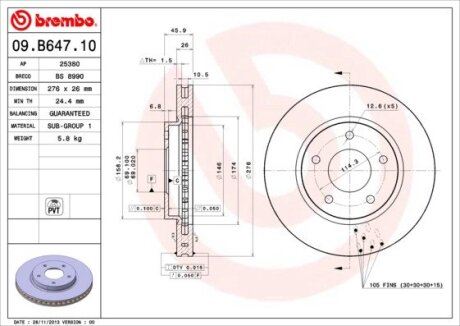 Тормозной диск BREMBO 09.B647.11