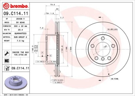 Тормозной диск BREMBO 09.C114.11