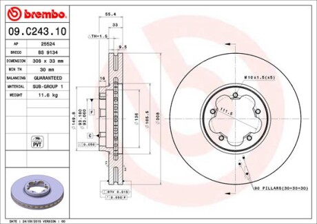 Диск тормозной BREMBO 09.C243.10