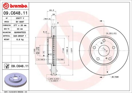 Гальмівний диск BREMBO 09.C648.11