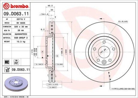 Гальмівний диск BREMBO 09.D063.11