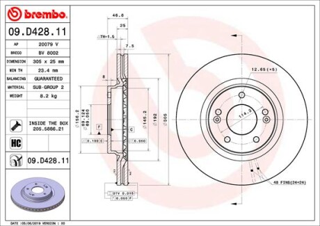 Тормозной диск BREMBO 09D42811