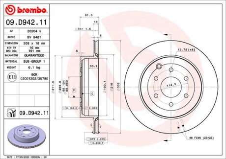 Гальмівний диск BREMBO 09.D942.11