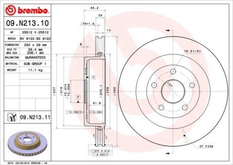 Диск тормозной BREMBO 09.N213.11