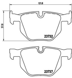 Колодка тормозов. диск. BMW 525I задн. (выр-во) BREMBO P 06 033